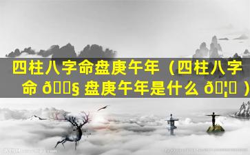 四柱八字命盘庚午年（四柱八字命 🐧 盘庚午年是什么 🦊 ）